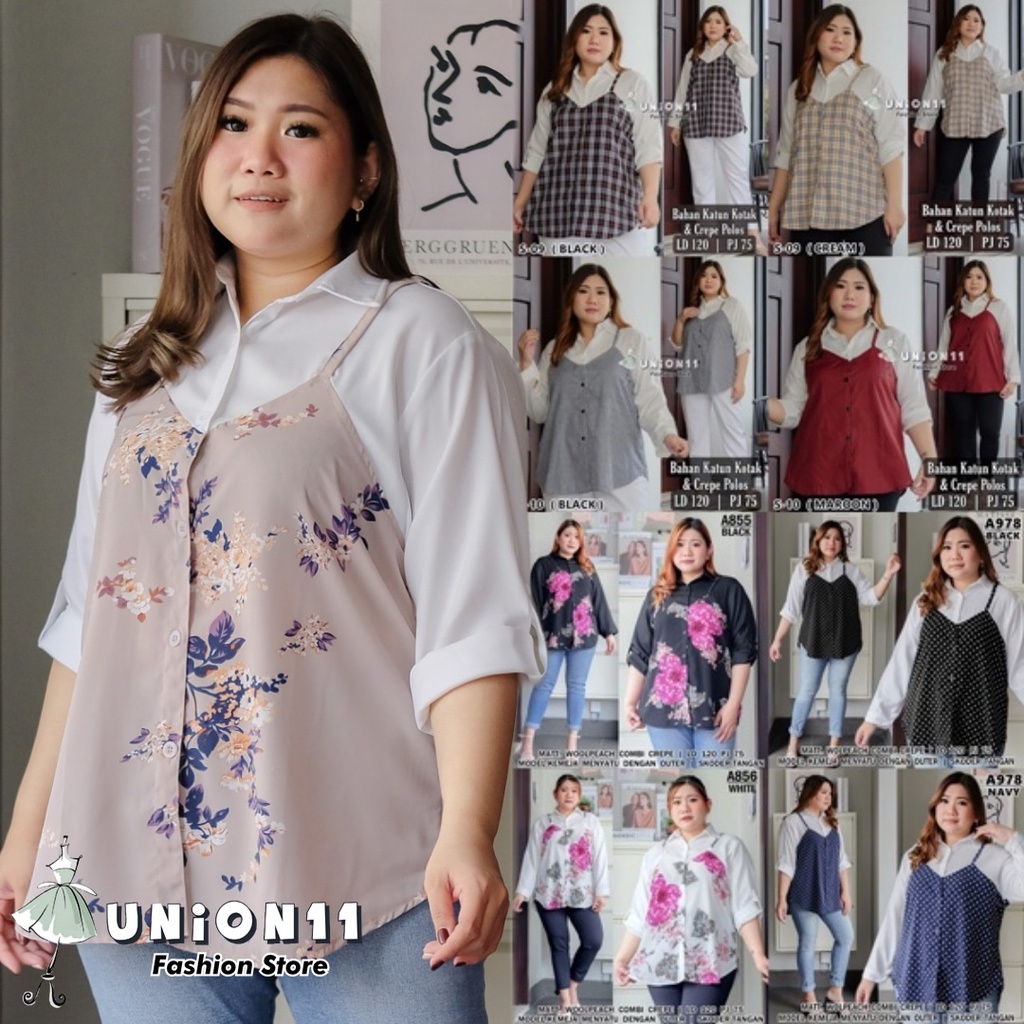 UNION11 - KEMEJA WANITA XXXL / KEMEJA WANITA JUMBO LD 120 / ATASAN JUMBO WANITA / KEMEJA JUMBO WANITA KENZI