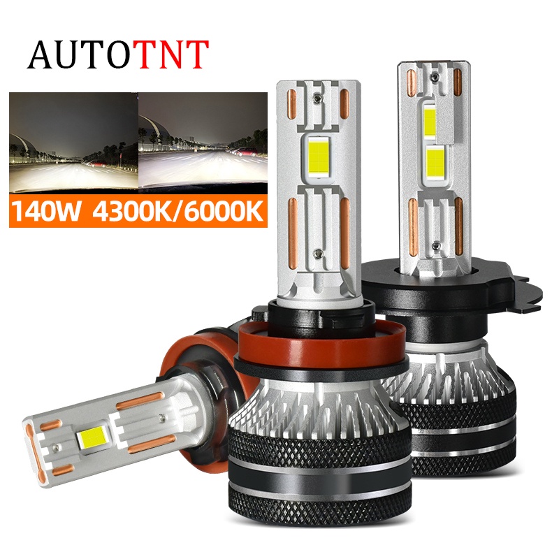 2 Pcs Bohlam LED H7 H4 9005 HB3 9006 140W 20000LM Turbo Tembaga H8 H11 4300K 6000K Untuk Lampu Kabut Depan Mobil