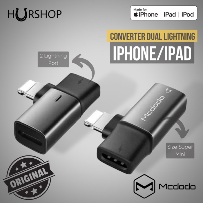 Murah Mcdodo Converter Audio Adapter Lightning To Dual Lightning Jack Iphone Trendi
