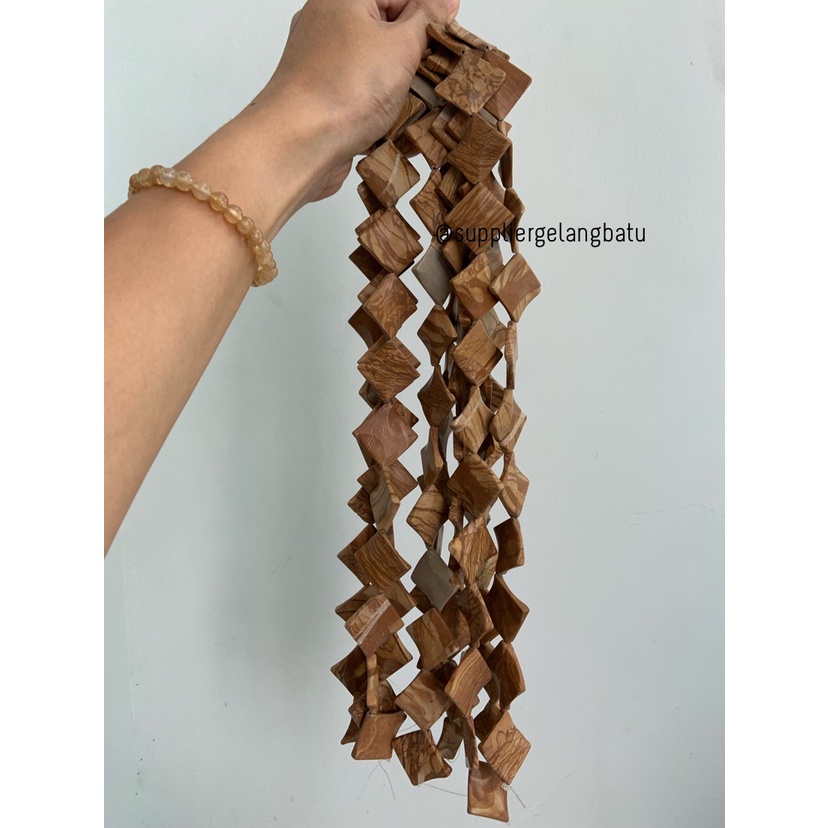 Batu BROWN JASPER KOTAK 3cm aksesoris bahan gelang kalung COKLAT