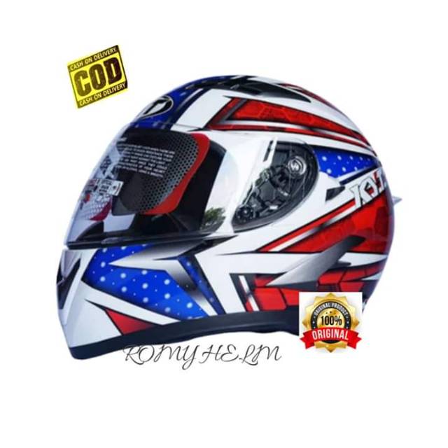 HELM KYT FALKON MOTIF WHITE BLUE CLEAR HELM KYT ORIGINAL HELM KYT FULL FACE
