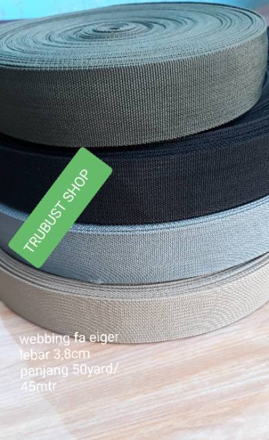 Tali webbing bisban 3,8cm abu jual ecer meteran