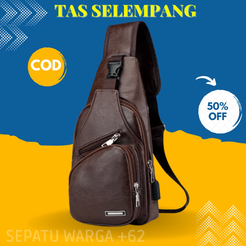 Tas selempang slempang pinggang wasitbag bahu garut kulit asli pria distro anti tahan air murah wate