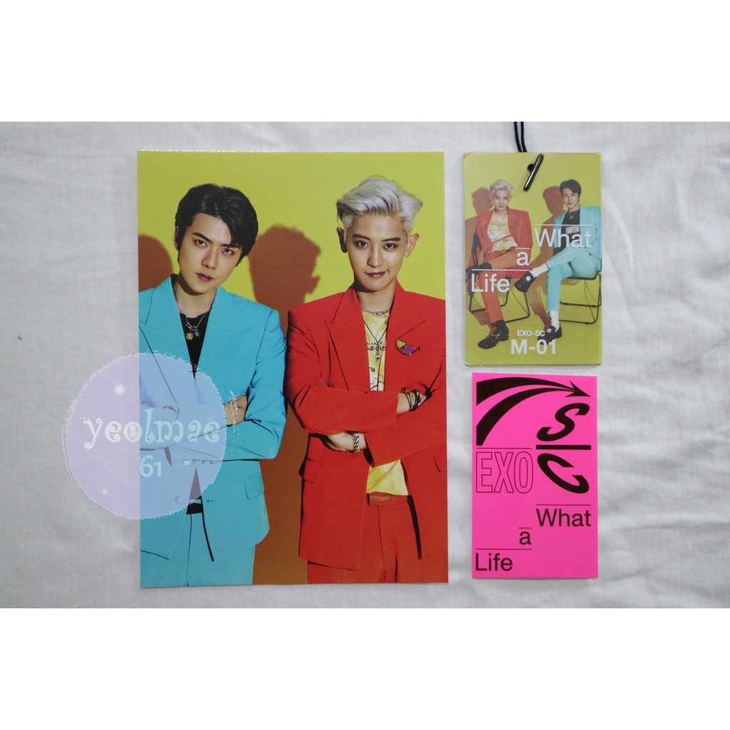 [TAKE ALL] EXO SC What a Life/ Sehun Chanyeol Postcard, Sticker, Name Tag