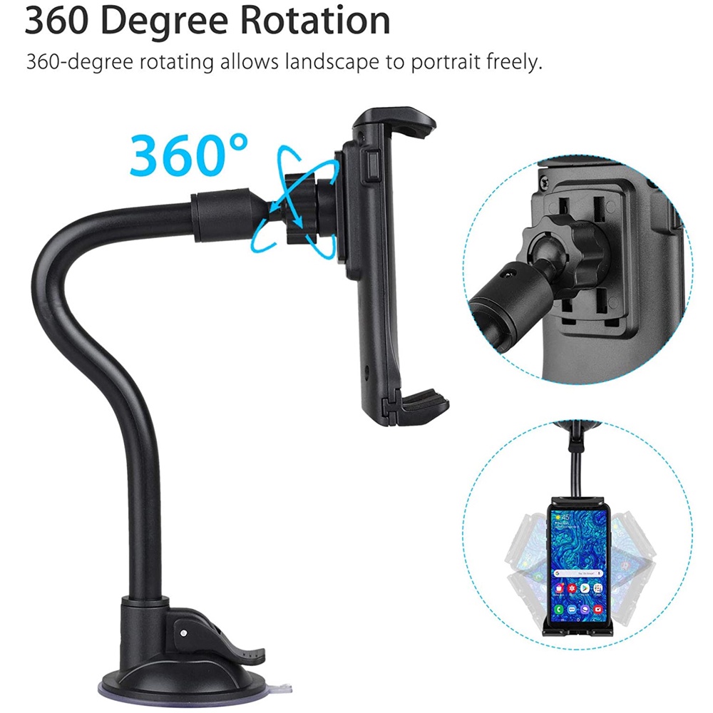 Bracket Stand Holder Tablet PC Ipad Xiaomi 4-13 Inch Dengan Suction Cup 360 Derajat Untuk Mobil