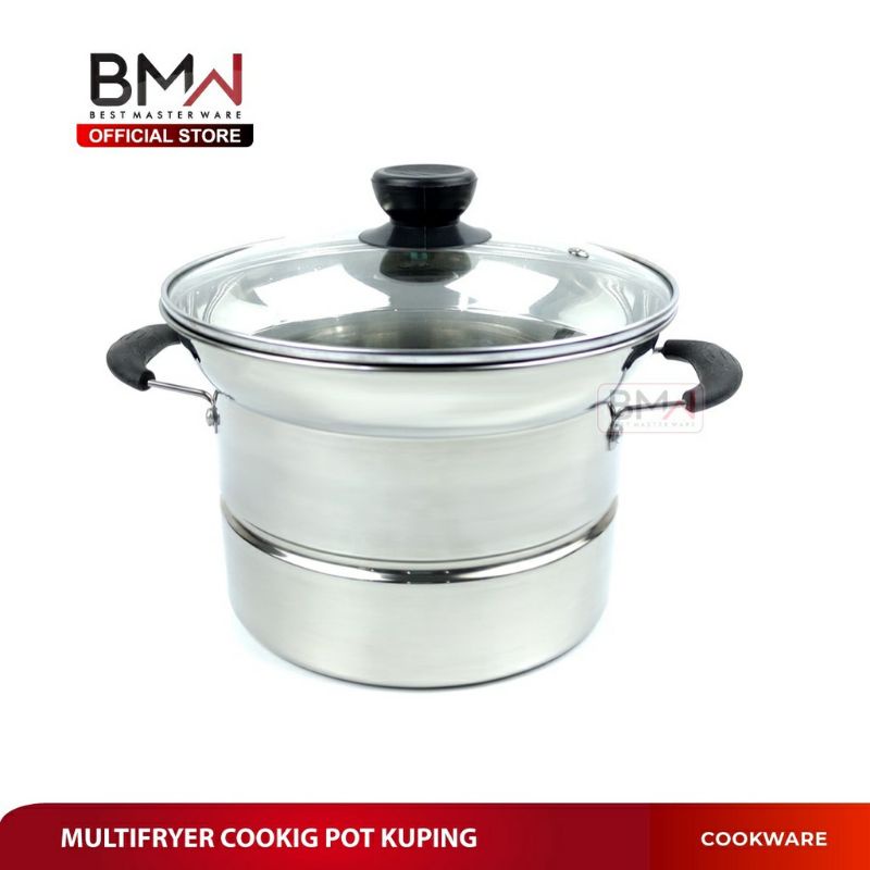 Diskon BMW Kitchen Ware perlengkapan dapur - Panci Set Kukus Goreng Rebus Deep Fryer 3 in 1 Kuping Panci Sup Korea Stainless