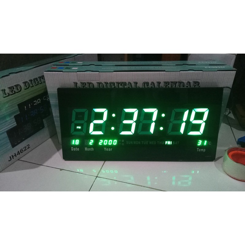 Jam Dinding Digital LED Hijau JH 4622