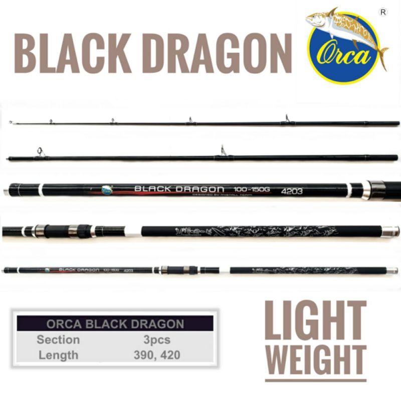Joran Pasiran Laut sambung 3 Orca Black Dragon 420cm