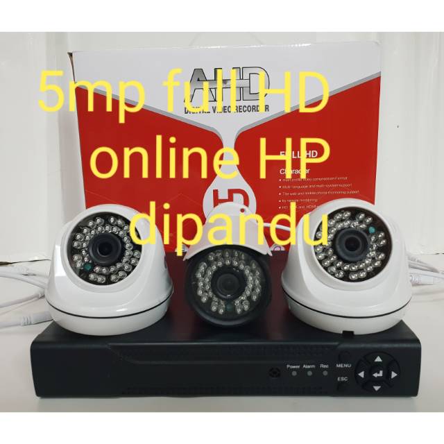 PAKET CCTV 4CH SKYLOOK 5MP FULL HD 3 CAMERA HARDISK 500GB DVR WIFI SERIES LENGKAP TGGL PASANG