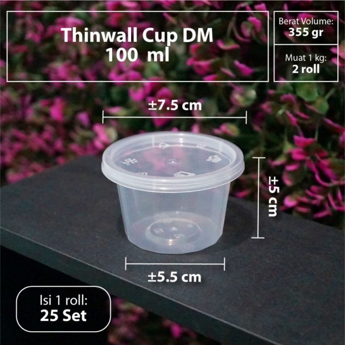 Thinwall / Cup Pudding DM - isi 25 set Cup Rujak - Cup Sambel - 100 ML