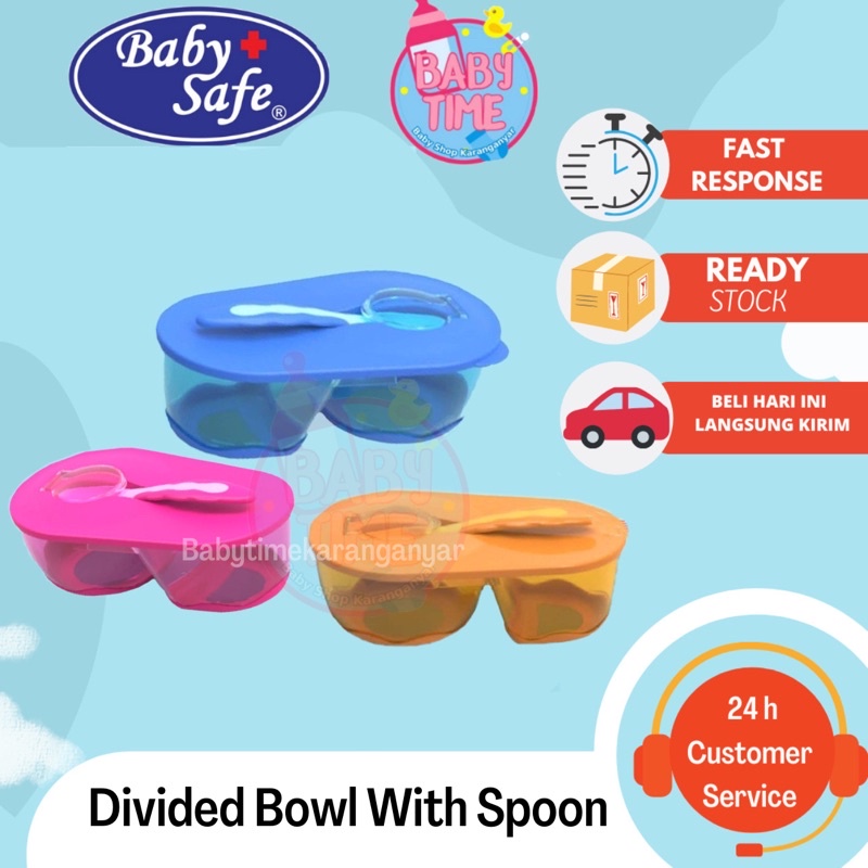 BABY SAFE AP010 Divided Bowl with Spoon Mangkok Tempat Makan Bayi Baby Safe BabySafe