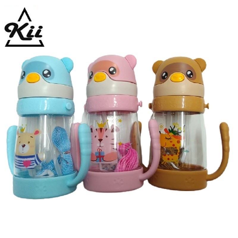 Botol Minum Sedot 450ml - Botol Minum Sedotan Anak Karakter Owl