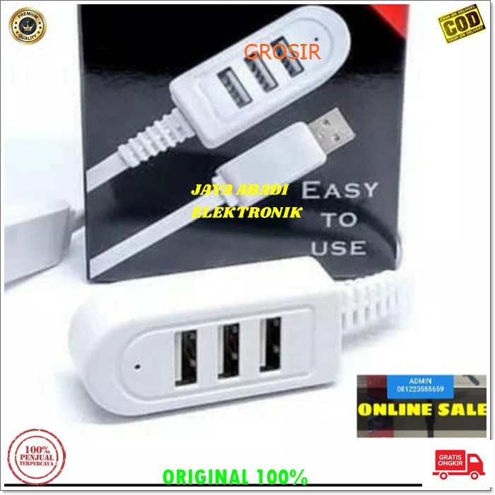 J222 USB HUB 3 PORT SAMBUNGAN ALAT PENAMBAH CABANG PENGHUBUNG ADAPTER SAMBUNGAN SUPER SPEED DEVICE ALAT PENAMBAH CABANG CABLE KONEKTOR KABEL KOMPUTER CPU LAPTOP BISA JUGA BUAST CAS HP DAN BISA UNTUK SEGALA KOMPUTER LEBIH FLEKSIBLE TIDAK MEMAKAN TEMPAT