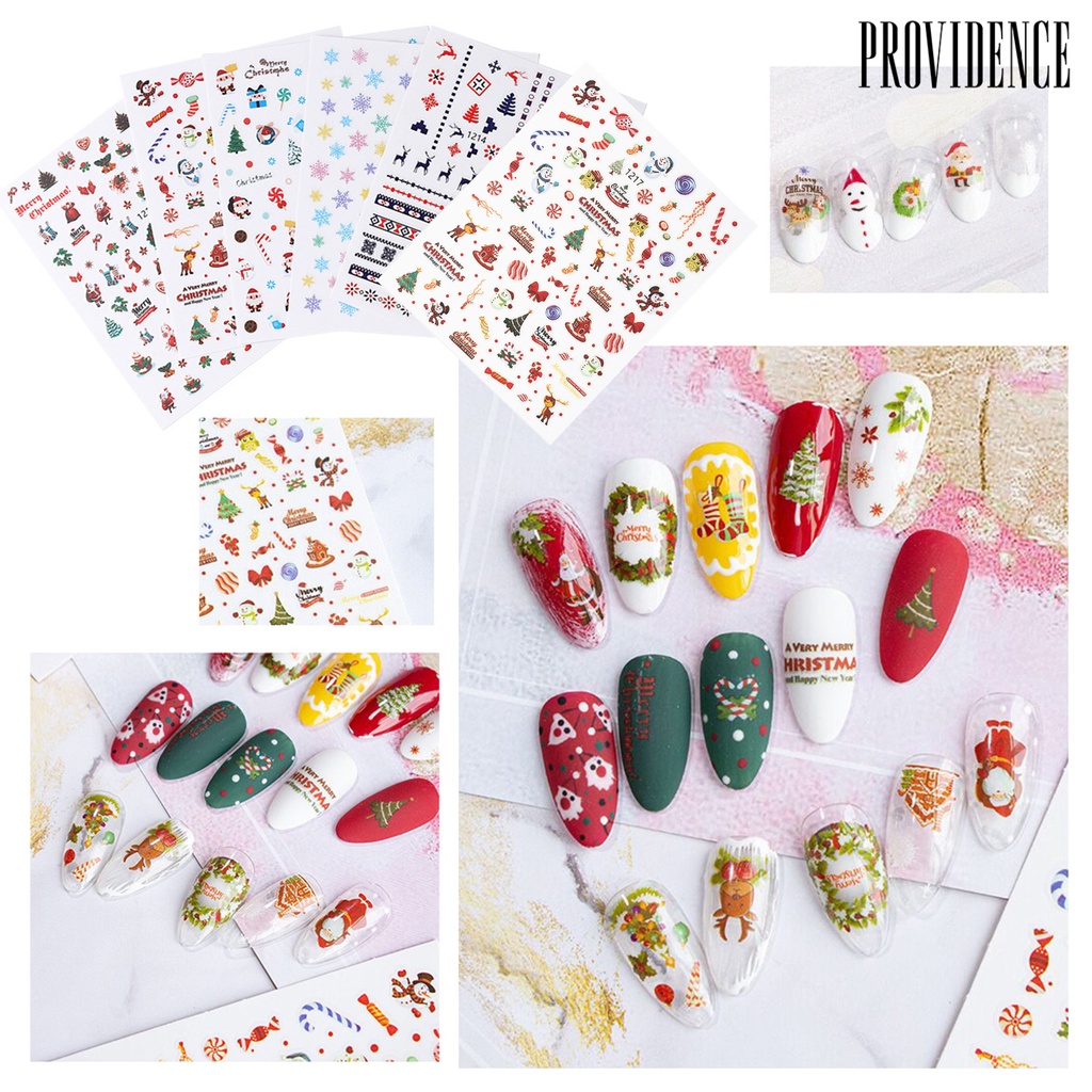 Providence 11Pcs/Set Christmas Patterns Nail Sticker DIY Colorful 3D Nail Snowflakes Christmas Gifts Decals for Winter