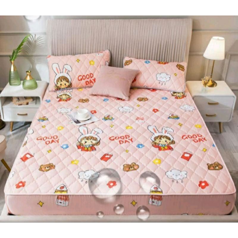 Sprei Sultan Waterproof anti ompol anti tahan air size 160×200 120×200 Seprei Adem full Karet-Wterprof Good  day