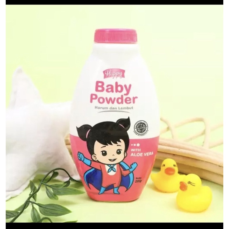 HAPPY BABY BEDAK BAYI POWDER BLUE PINK 200GR