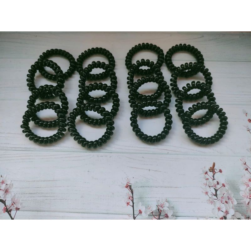 IKAT RAMBUT SPIRAL HITAM UK 3CM/5CM PER PCS