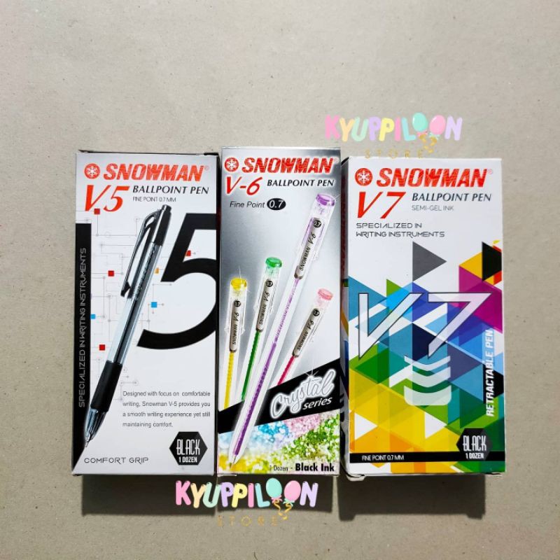 

[1Lusin] Snowman V5 V6 V7 Ballpoint / Pulpen Karakter Hitam / Alat tulis Grosir Murah
