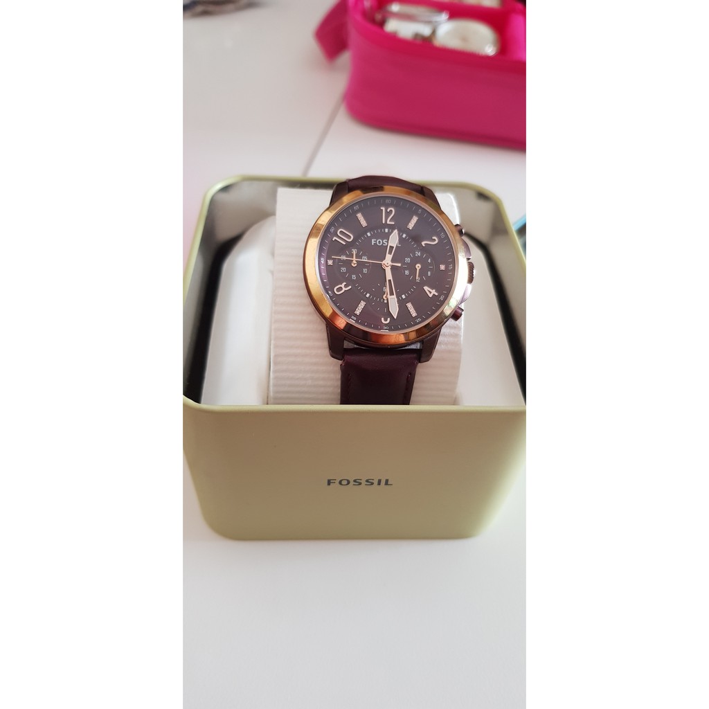 Fossil ES4116 Gwynn Chronograph Wine Leather Watch