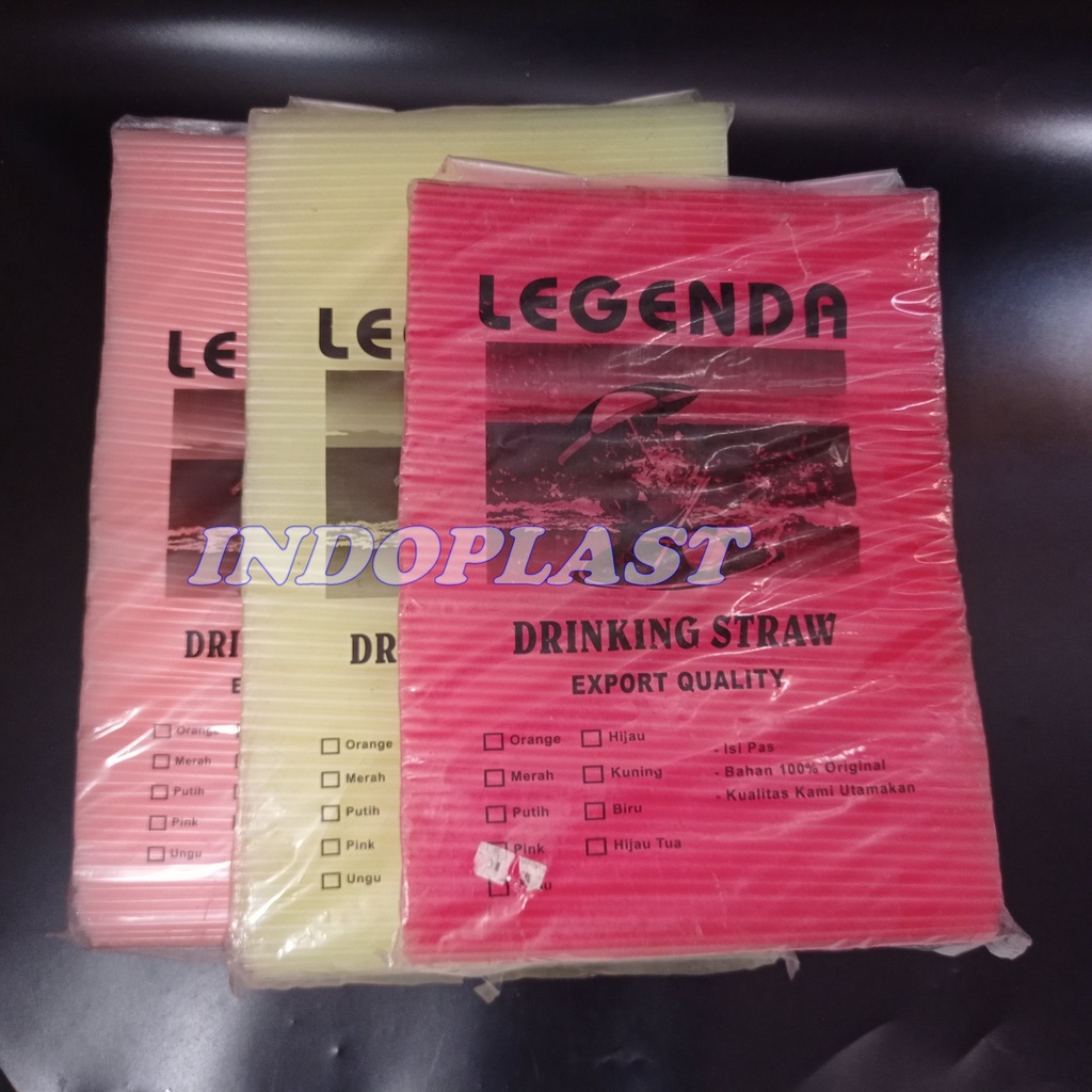 300gram Sedotan Plastik Kiloan Legenda Warna Warni / Sedotan Es