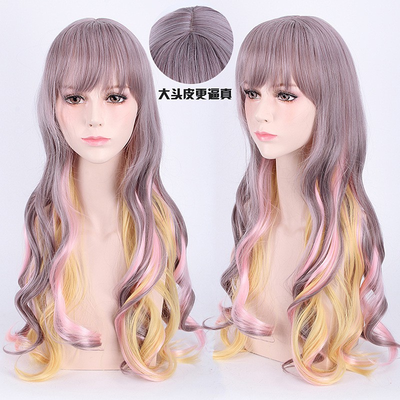 LOL-02 wig rambut palsu lolita cosplay harajuku daily three tone