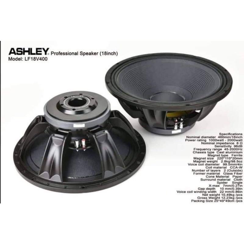 komponen speaker Ashley 18v400 original Ashley 18 inch