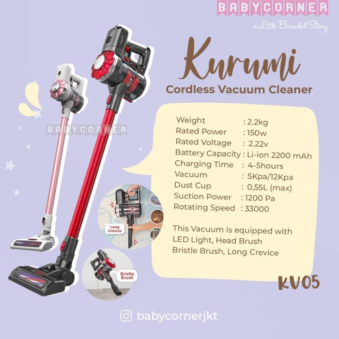 {IsmailStore} Kurumi KV05 Cordless Stick Vacuum Cleaner Berkualitas