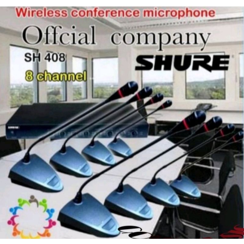 MIC WIRELESS CONFERENCE SHURE SH408/SH-408 MIC MEJA CONFERENCE WIRELESS