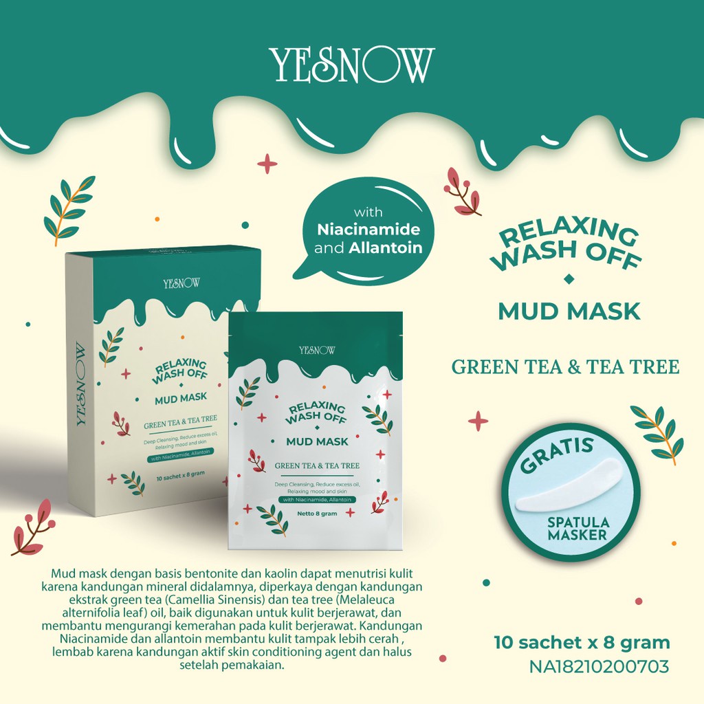 YESNOW Relaxing Wash-Off Mud Mask Sachet Ecer  Mud Mask Masker Wajah BPOM (VC)