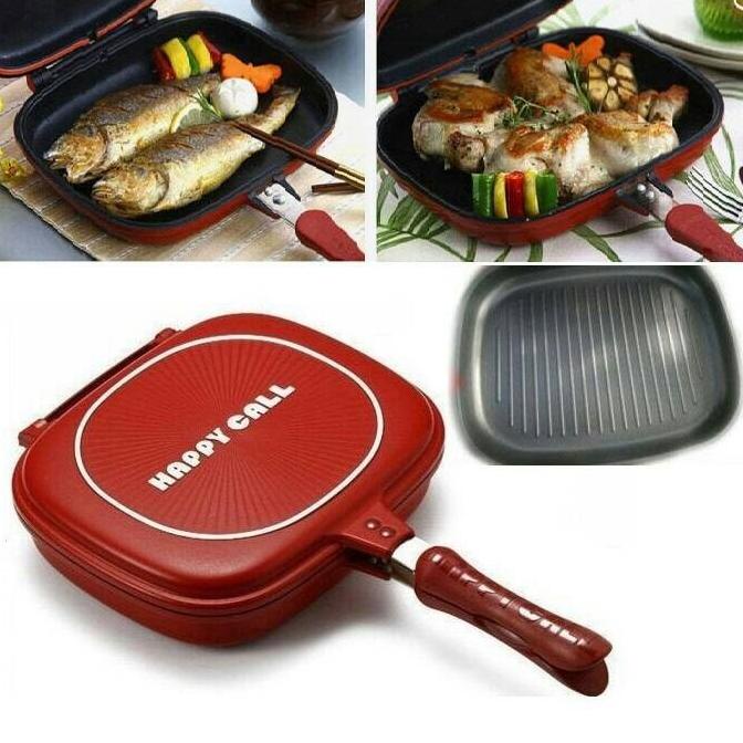 ,,,,,,,] Doublepan happycall 2 sisi pemanggang teflon anti lengket