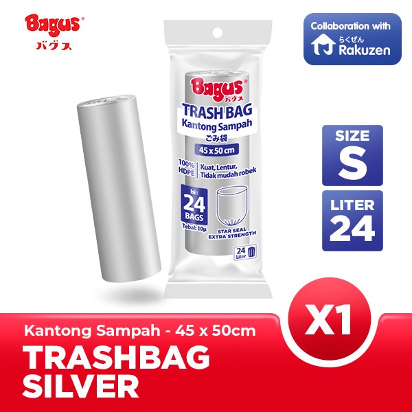 Kantong Plastik Sampah Bagus Trash Bag Roll Ukuran 45 x 50 cm isi 24