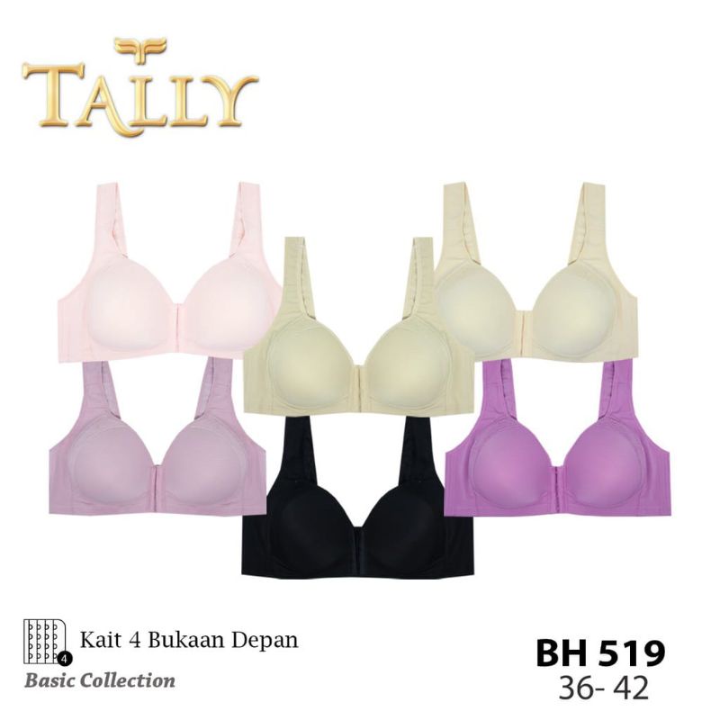 TALLY Bra Fashion Kancing depan 519 Busa Tipis Tanpa Kawat Cup B