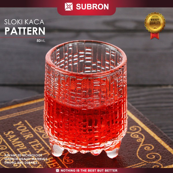 SUBRON Gelas soju shot tequilla sloki Teh 50ML Cantik Mini Kecil Kaca Unik Glass Motif Timbul Patter