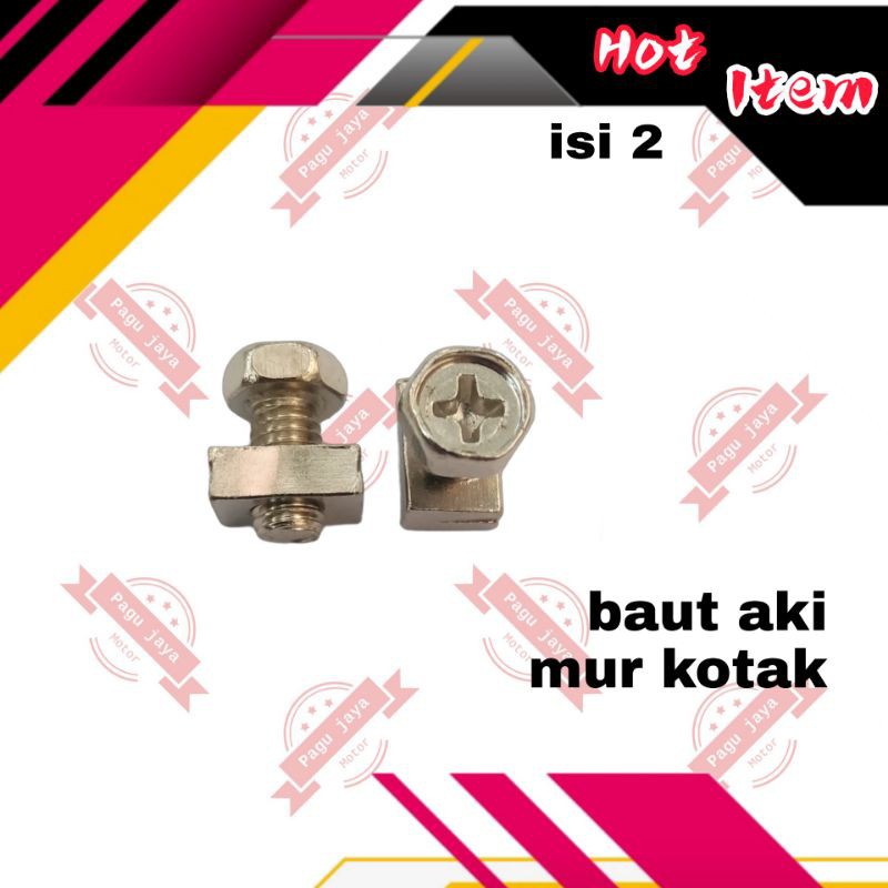 baut aki mur kotak stainles 1 set isi 2