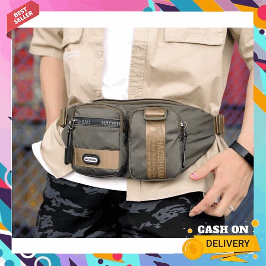 Haoshuai Tas Slempang Pria Original Waterproof Tas Selempang Cowok Import Slim Bag Pria Casual Terba