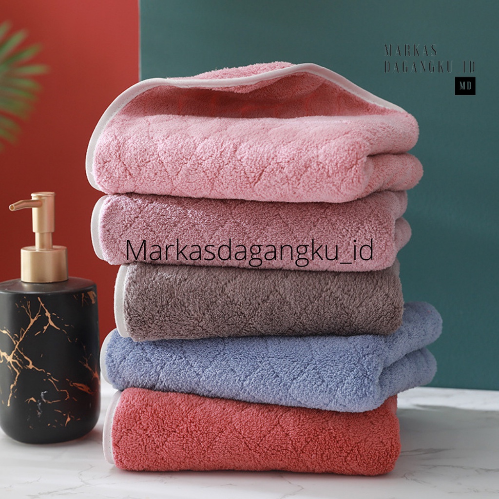 Handuk Mandi Dewasa Microfiber Bermotif Grid Polos 70x140 Premium Quality