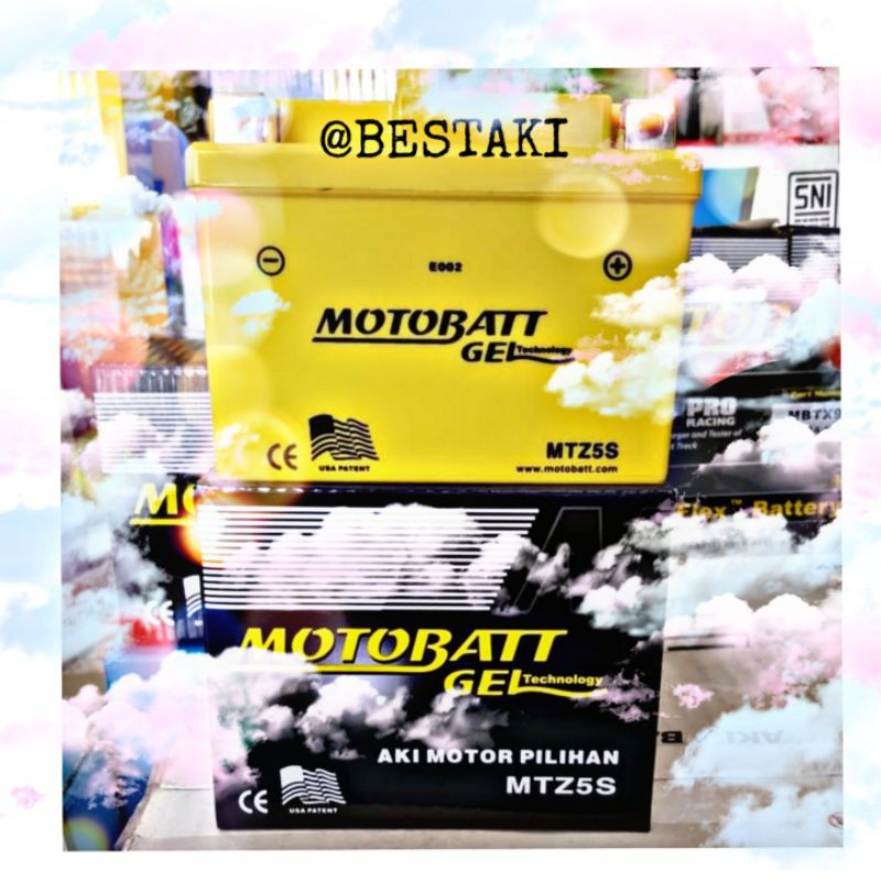 AKI KERING MOTOR GEL MOTOBATT MTZ5S ORIGINAL UNTUK  BEAT/SUPRA X 125/VARIO 110