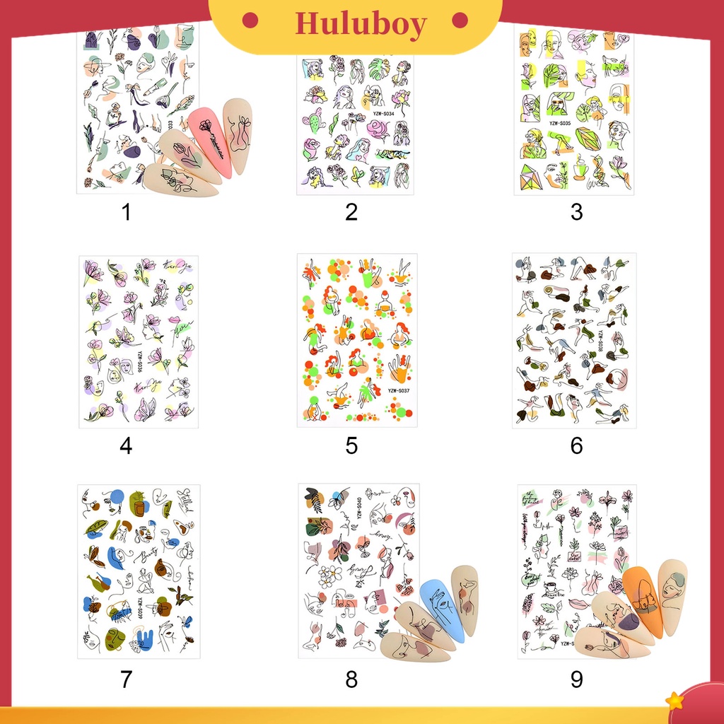 Huluboy Huluboy♡ 3 Pcs Stiker Kuku 3D Multifungsi Tahan Lama Untuk Wanita