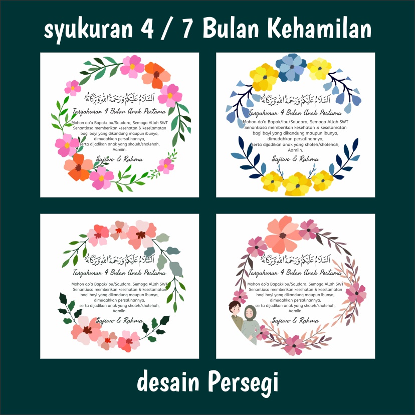 KARTU TASYAKURAN KEHAMILAN / STIKER / LABEL UNTUK SYUKURAN 4 bulan / 7 BULANAN KEHAMILAN