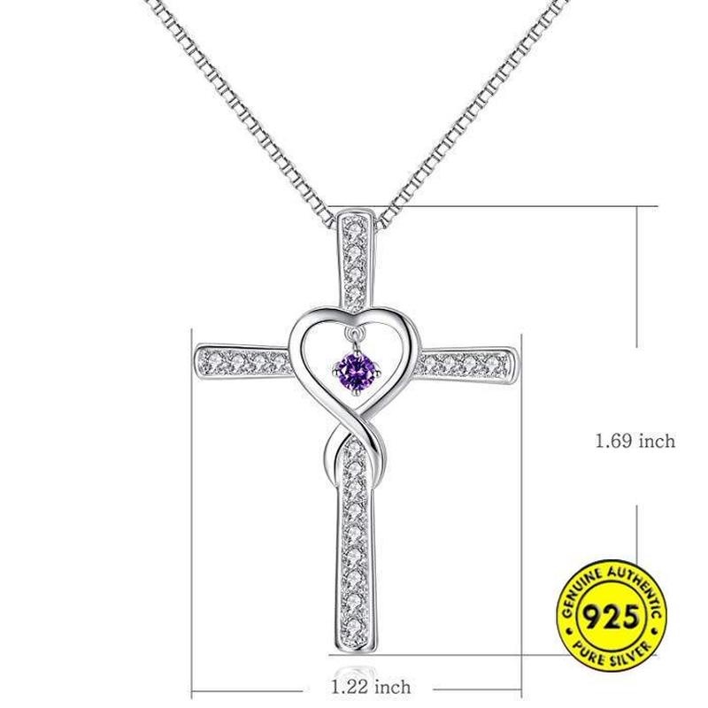 New 925 Silver Cross Inlaid Moissanite Pendant Necklace