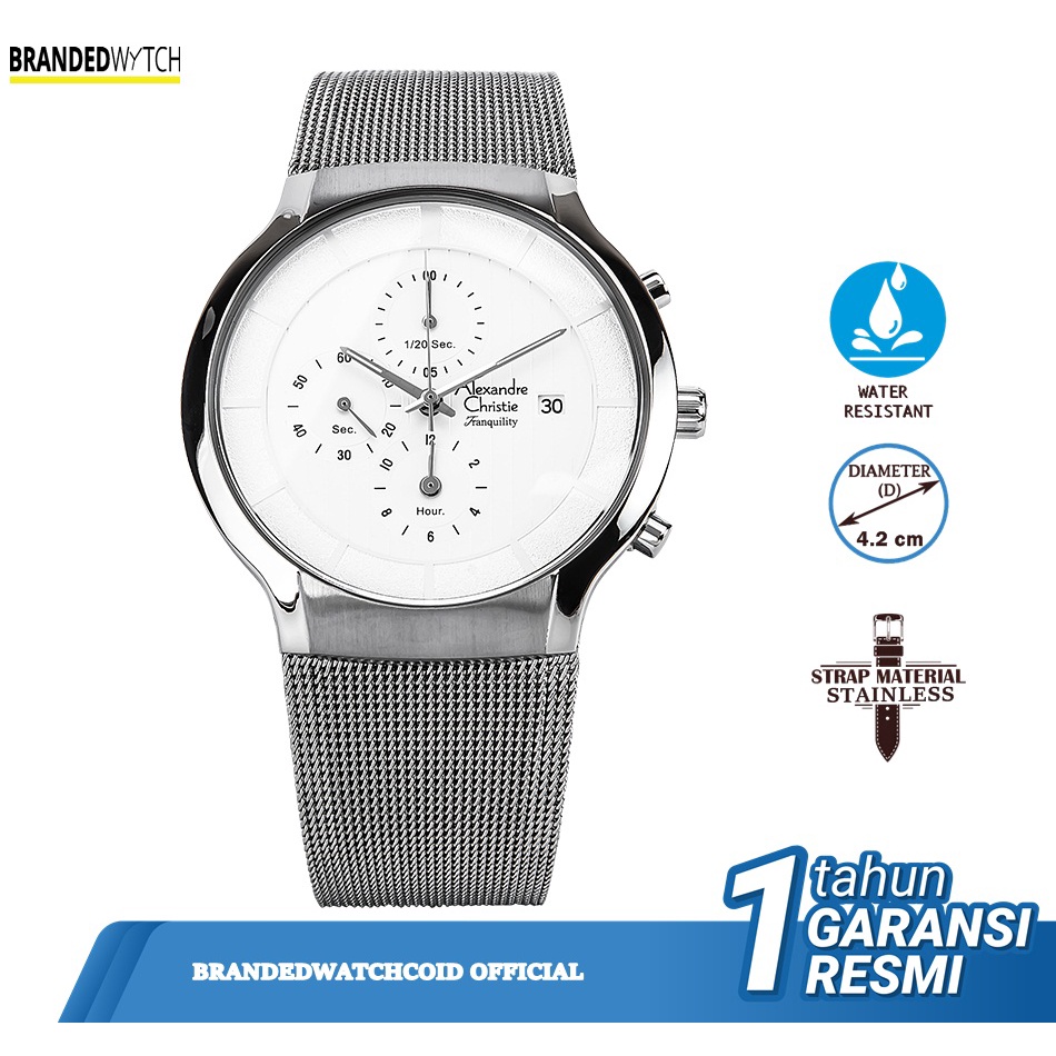 Jam Tangan Alexandre Christie Original Pria Chronograph AC 6245 MC BSSSL Diameter 4,2 cm