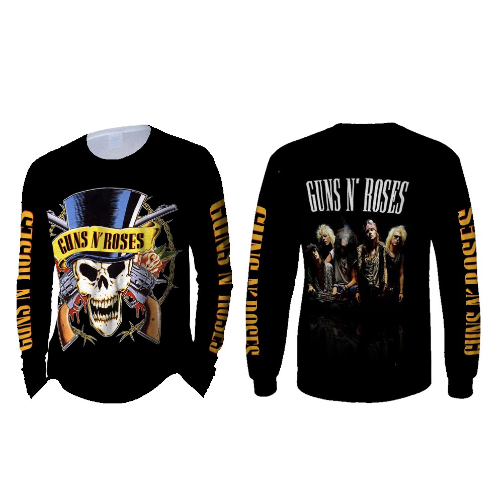 [Riashop] Kaos Panjang Pria GUNS N ROSES | Longsleeve T Shirt GUNS N ROSES FullPrint - FS