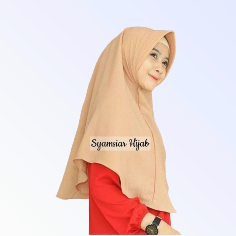 Jilbab Simple Pet wolfis / hijab syari, Kerudung Simpel Ped Wollpeach
