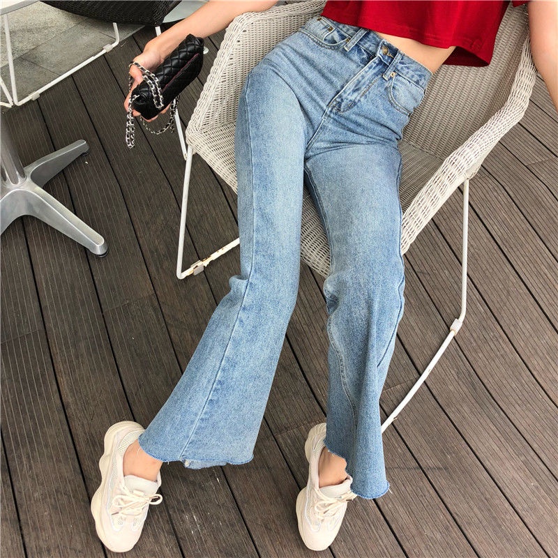 New Korean Style Biru Highwaist Kulot Jeans Wanita Loose