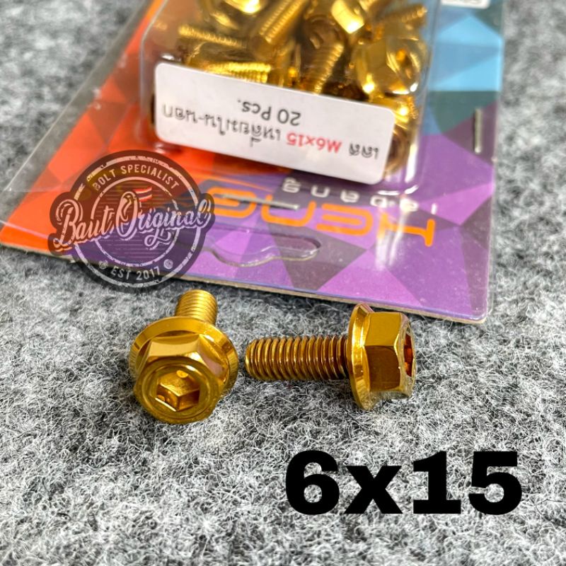 baut probolt 2kunci 2 kunci stainless 6x15 drat 10 panjang 1.5 cm original heng thailand gold