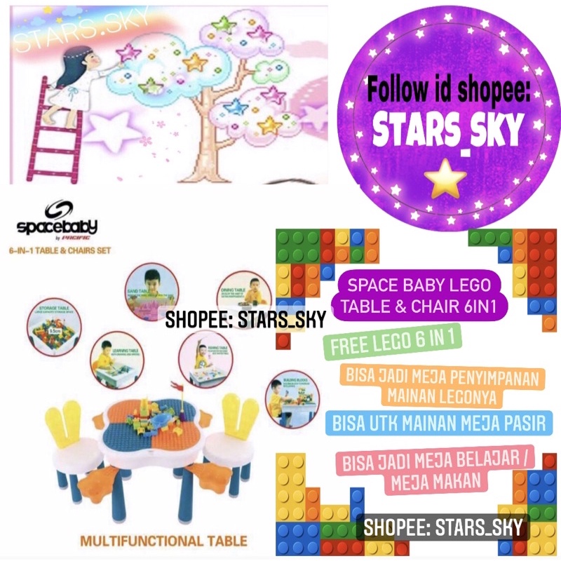 SPACE BABY MULTIFUNCTIONAL TABLE 6 in 1 SB988 KURSI MEJA LEGO