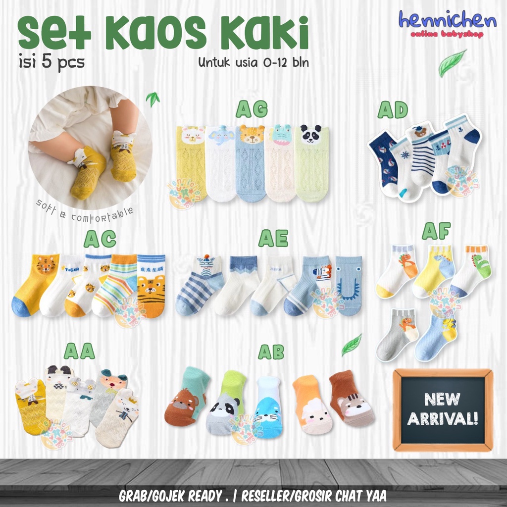 5 pasang bungkus kaus kaki murah baru kaus kaki katun kartun anak-anak bayi 5 PSG KAOS KAKI SET ISI 5 PASANG KAOS KAKI BAYI ANIMAL 0-12 BULAN IMPORT