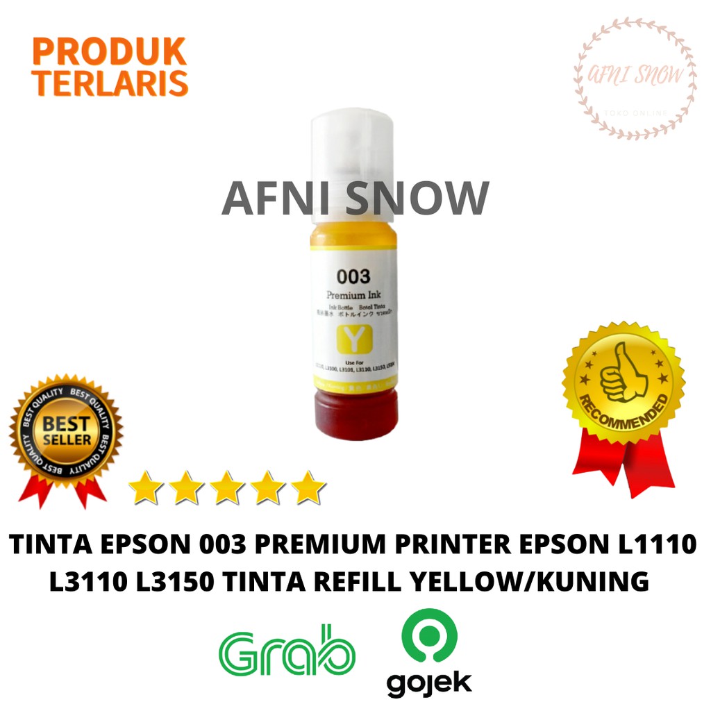 Tinta 003 Premium Refill Printer Epson L1110 L3110 L3150 L4150 L6190 - Kuning / Yellow