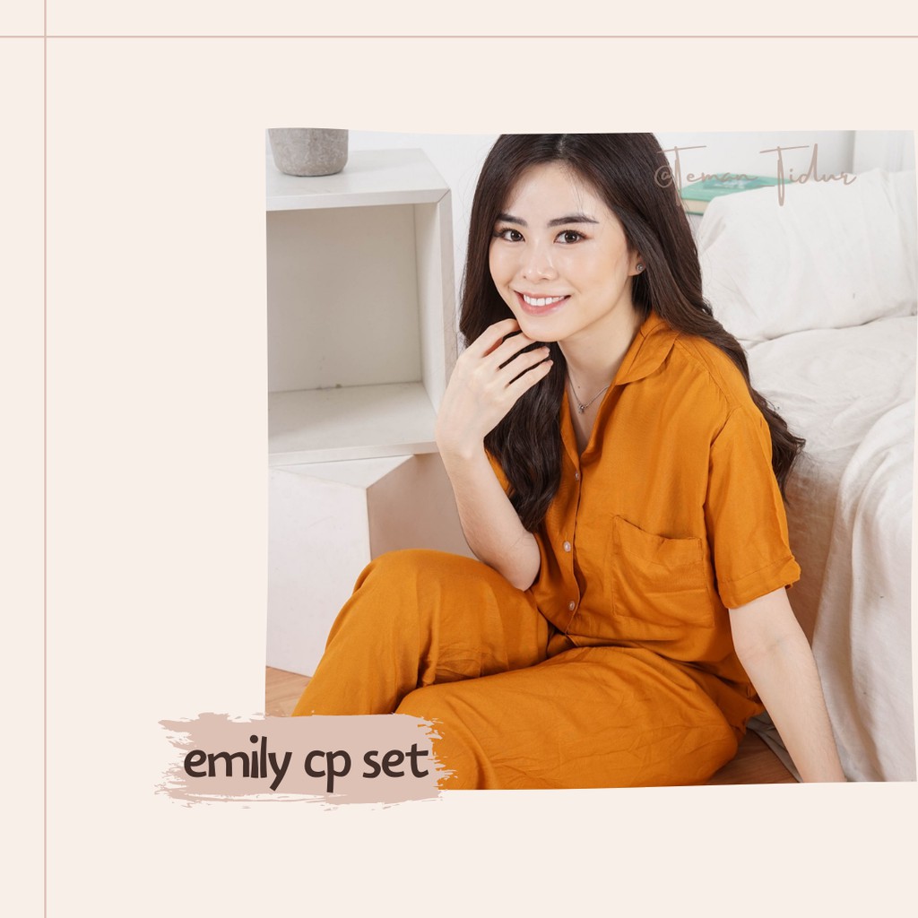 EMILY SET CP - PIYAMA WANITA RAYON HOMEWEAR CELANA PANJANG TANGAN PENDEK BUSUI FRIENDLY