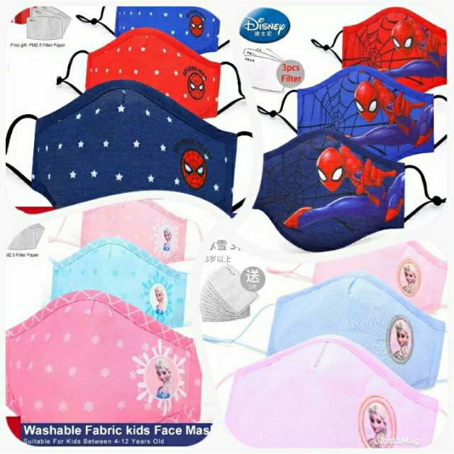 Masker Disney Anak Sofia Elsa Spiderman